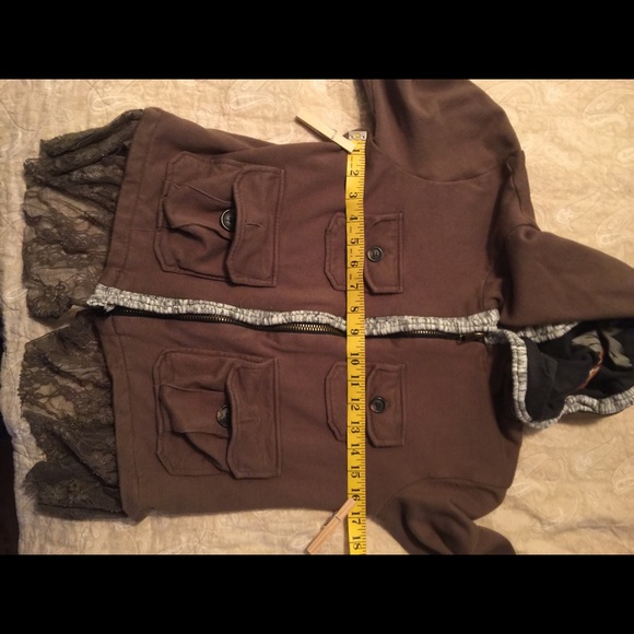 Floral military zip up hoodie with lace trim - Picture 5 of 7